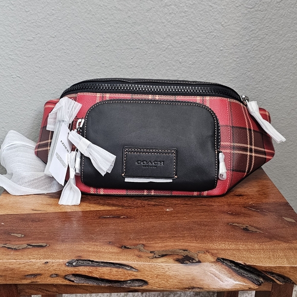 Coach Track Belt Bag With Tartan Plaid Print - Picture 3 of 6